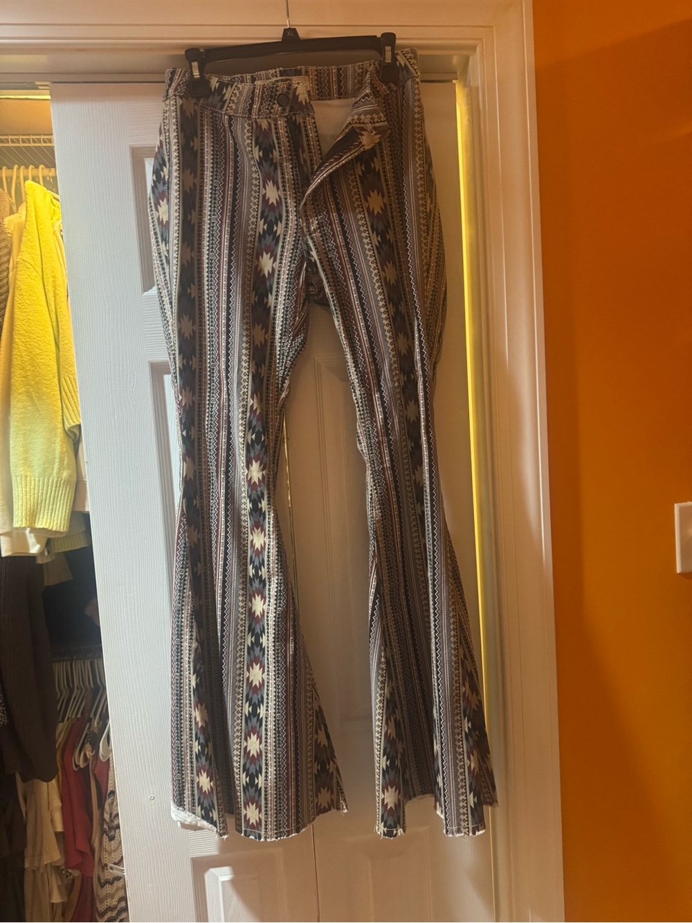 Boho Patterned Flare Pants - Brown Multi